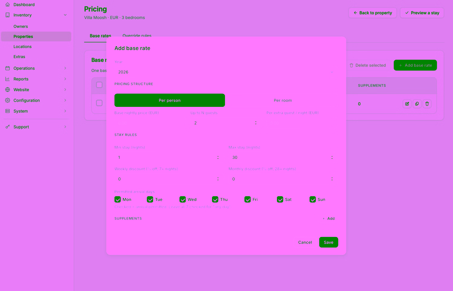 Property Management Websites with Advanced Pricing Rule Management