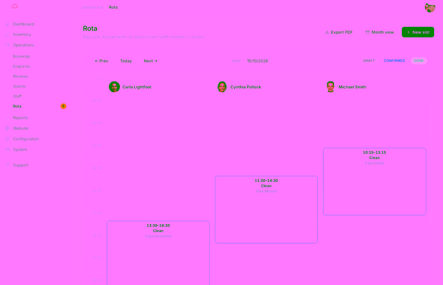 Property Management Websites Cleaning Rota